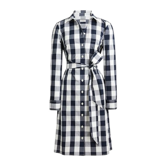 J. Crew Dresses & Skirts - J. Crew - NWOT Gingham Belted Long Sleeve Shirt Dress Sz 4